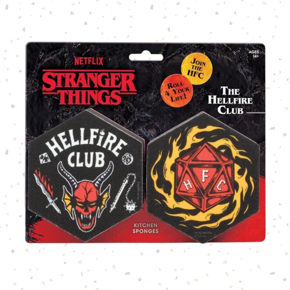Stranger Things Hellfire Club Kitchen Sponges DnD Edgy Dorm Stocking Stuffer NEW
